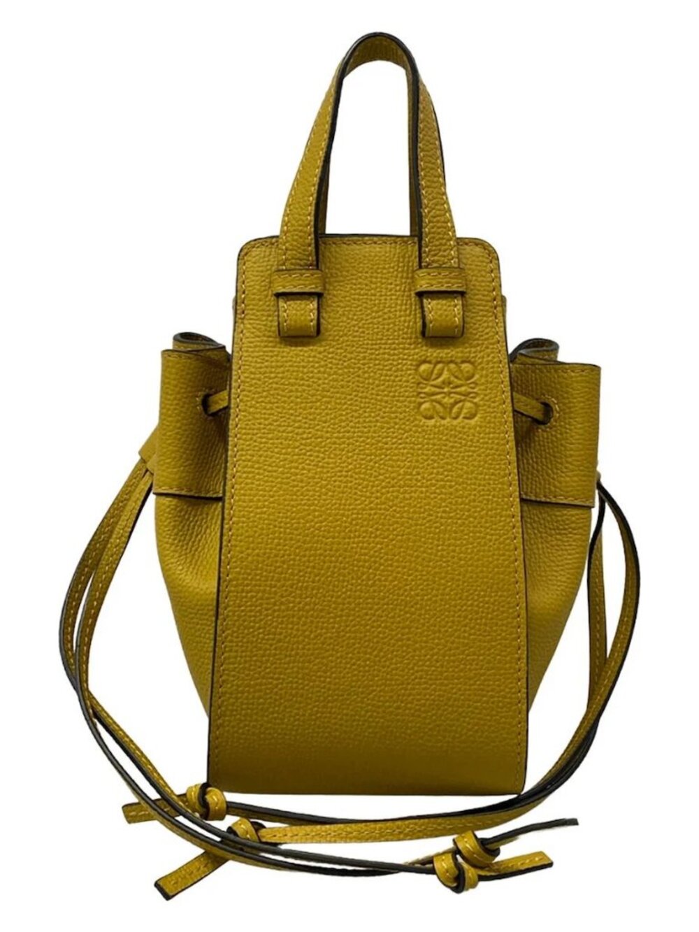 LOEWE Hammock Drawstring Bag Mini A538V07X10 Dark yellow Soft Grain Calf